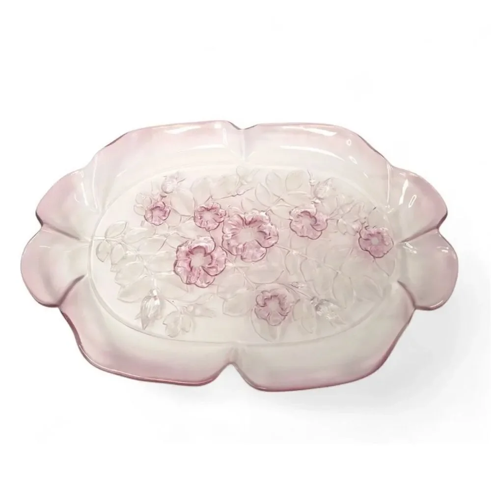 Mikasa PINK TULIP glass PLATTER TRAY PLATE 11